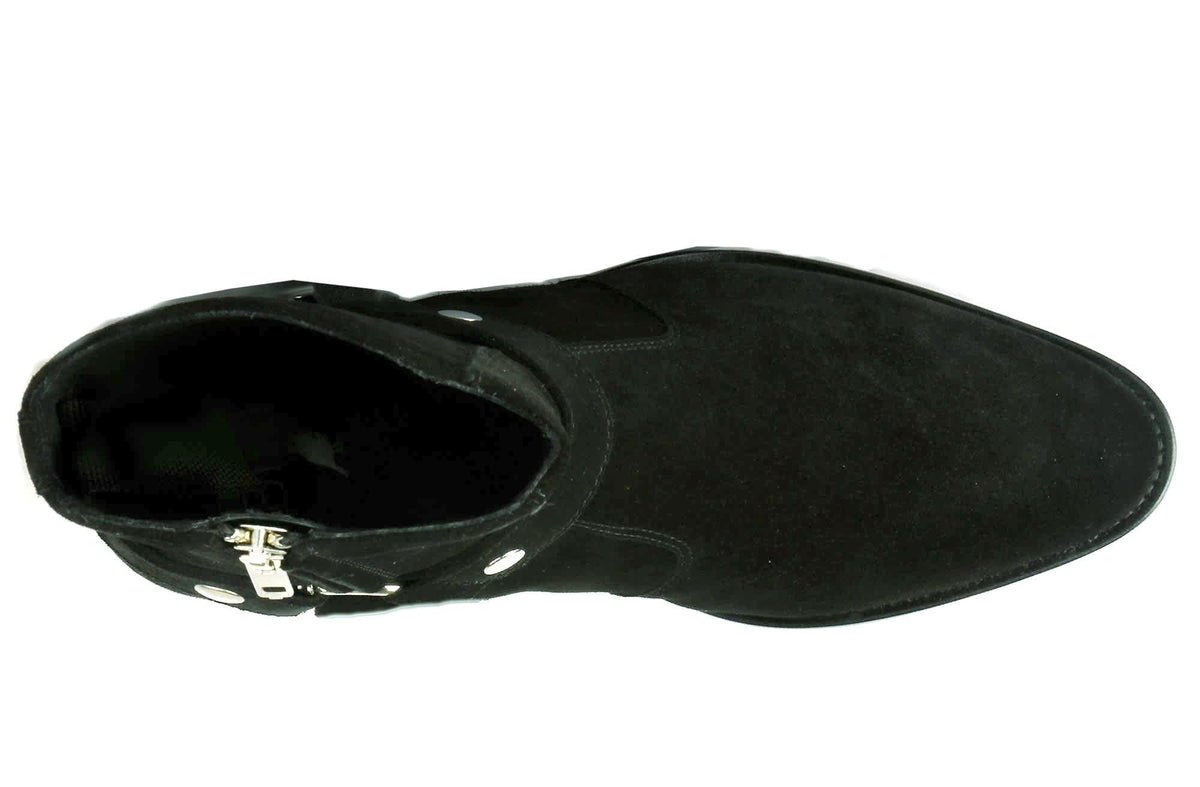 Harness Zip Boot Black Suede | Thomas Bird | tblon.com