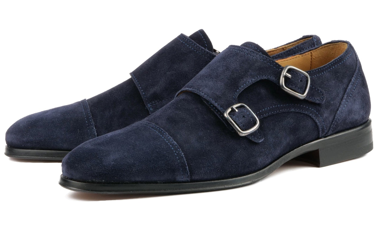 Bourne Monk Strap Navy Blue Suede - Main Image