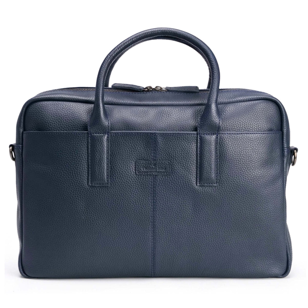 navy leather briefcase