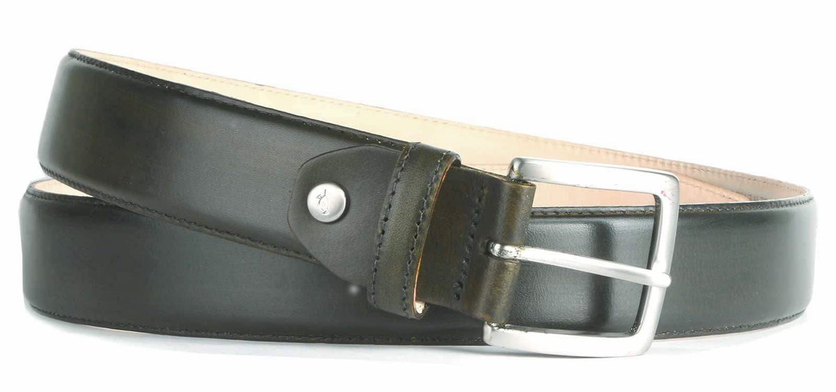B. Belt Made In Germany Black/Green Spots Leather Belt, Size 95 Full Grain Leather Belt (Green) main image 2