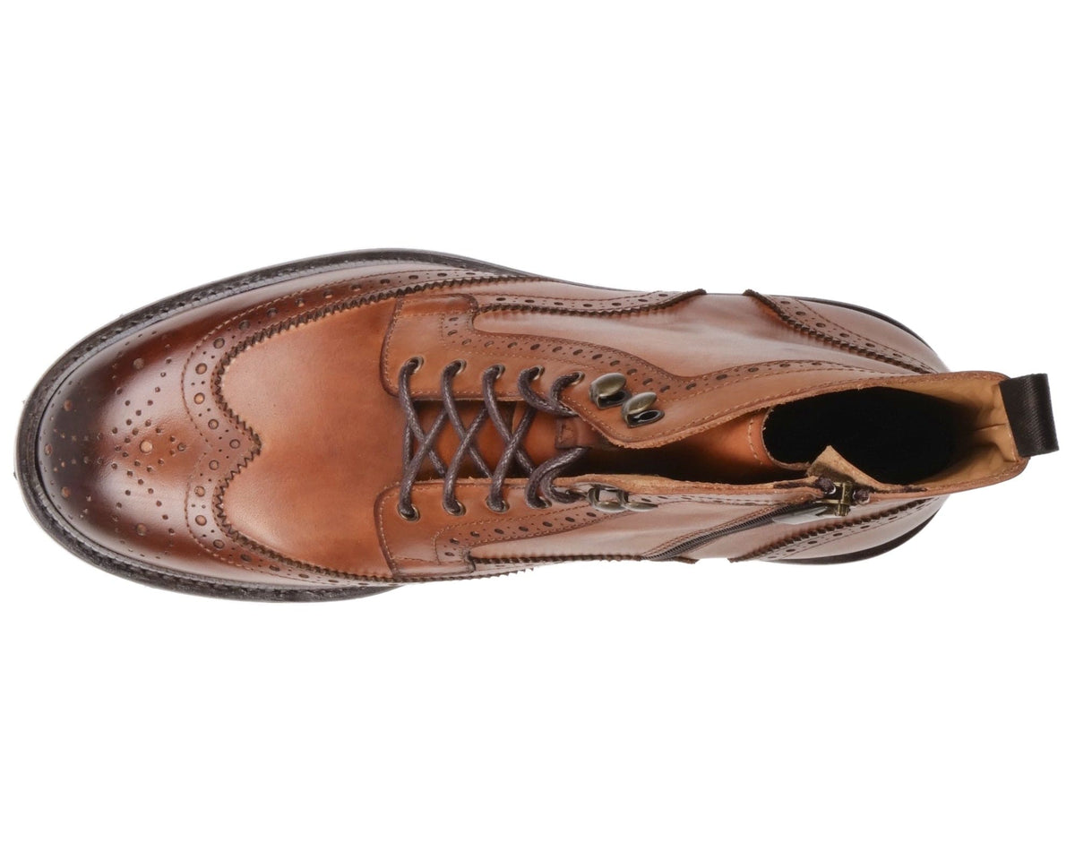 Wingtip Brogue Boot Tan, US 9 Leather