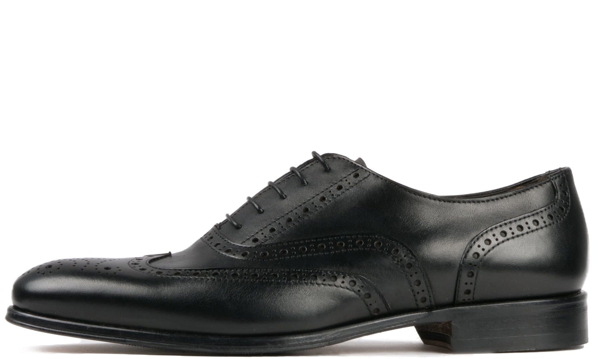 Bostonian V-Cleat Black Pebbled Leather Wingtip Brogue Oxford Mens Shoe Size 10 Mens Black Oxford Brogue Wingtip Genuine Leather Shoes  main image 2