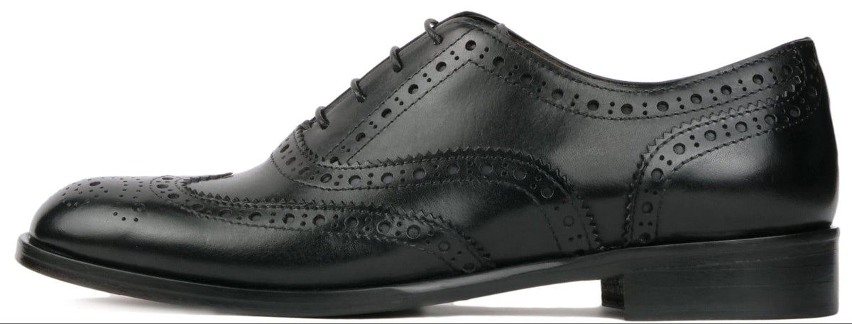 Toscana by Global Super Prime Men US 9.5 Black Leather Wingtip Oxford Shoes Calzoleria Toscana Cascia Suede Wingtip Dress Shoe - Toscana USA main image 2