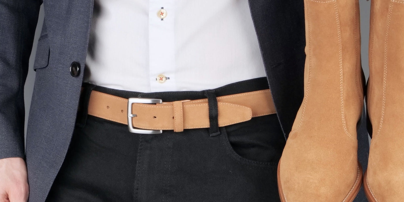 Suede shoes, boots and belts