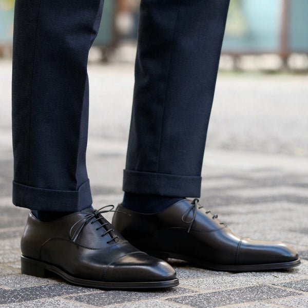 Eton Cap Toe Oxford Black Vibram Sole