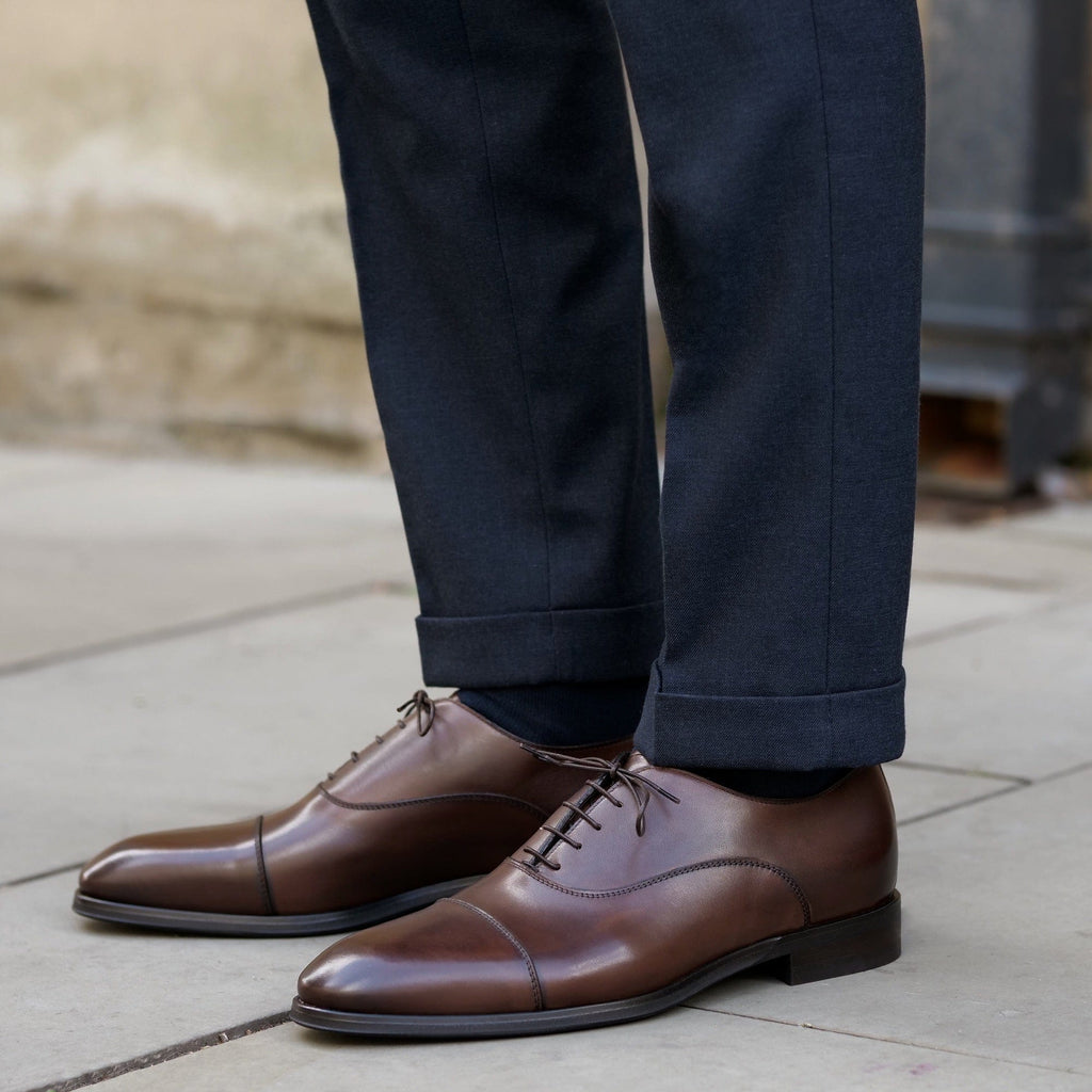 brown dress shoes macys Florsheim Cap Toe Oxfords 11589 Brown Leather Dress Shoes Macys Mens Size 12D