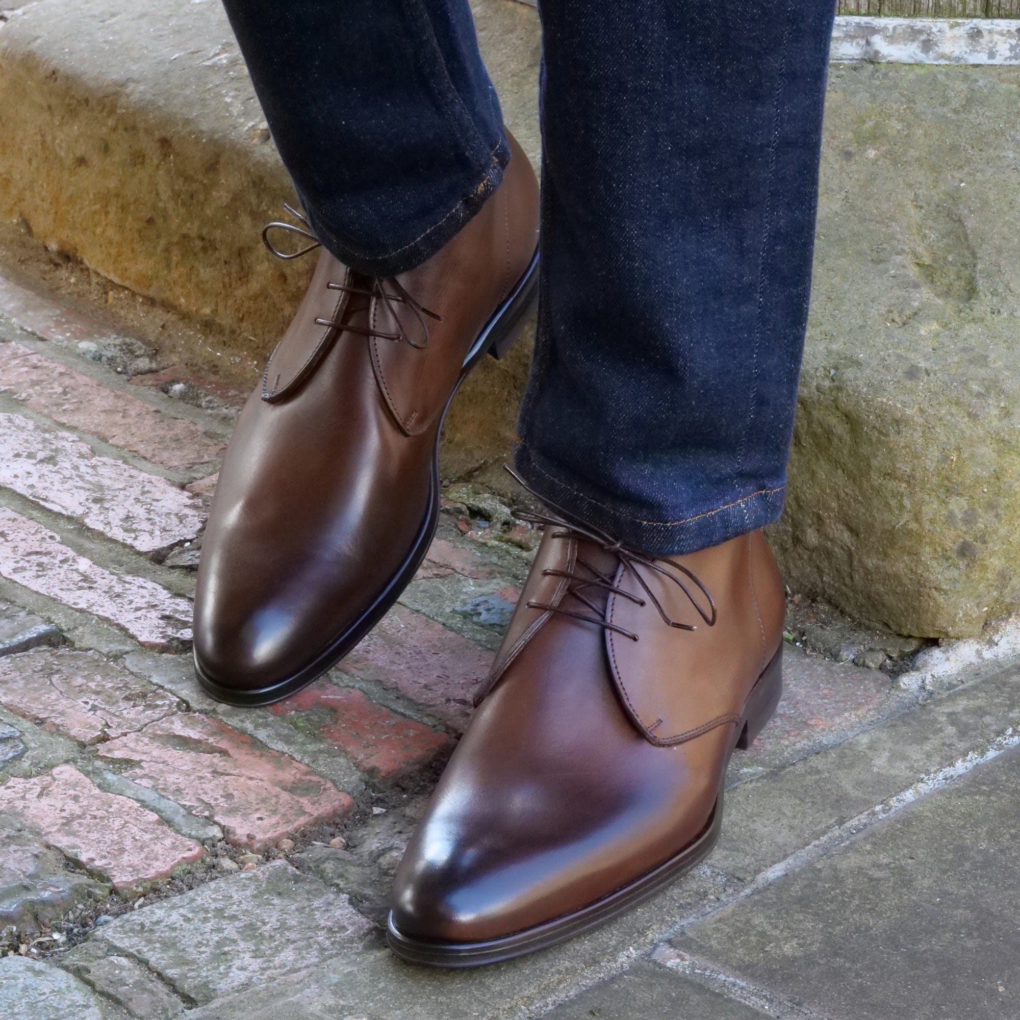 Toms Broque Brown Leather Vibram Sole Lace Up Men Boot Size 7.5 Brown Chelsea Boots Vibram Sole | Thomas Bird | tblon.com main image 3