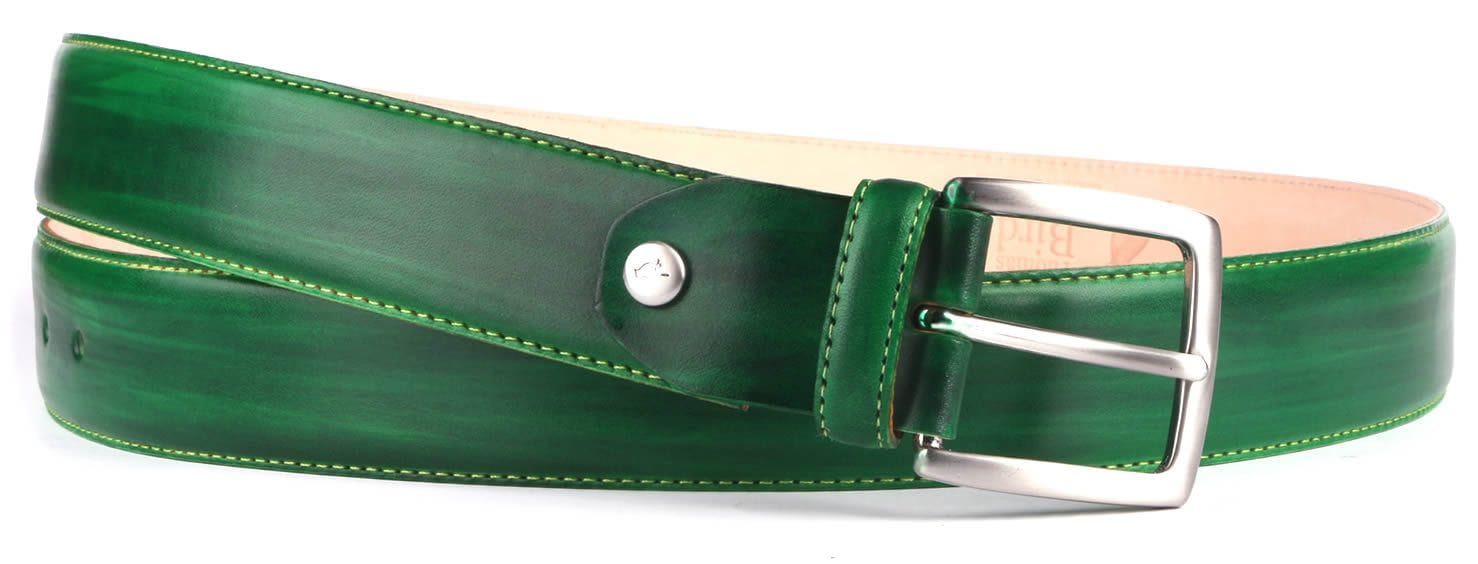 Green leather belt mens best sale