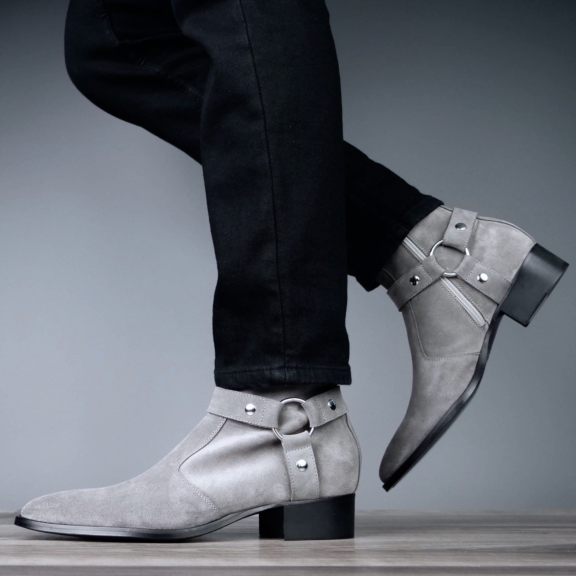 Harness Zip Boot Grey Suede