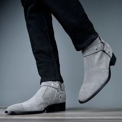Vincent Harness Zip Boot Grey Suede