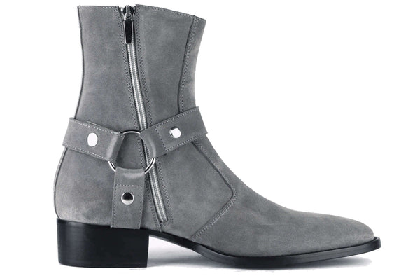 Vincent Harness Zip Boot Grey Suede