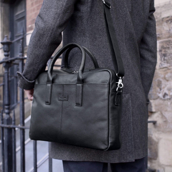 Leather Briefcase/Messenger Bag Black