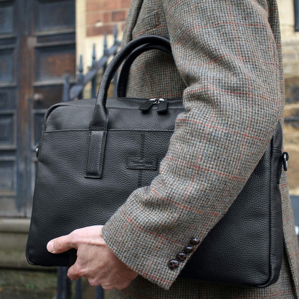 Leather Briefcase/Messenger Bag Black