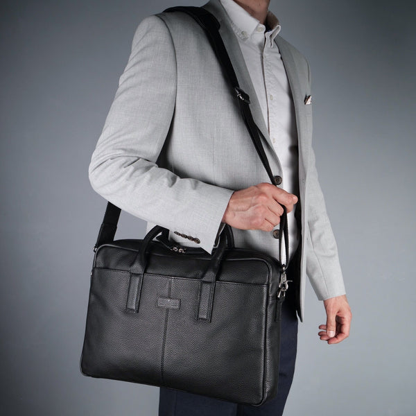 Leather Briefcase Bag Black