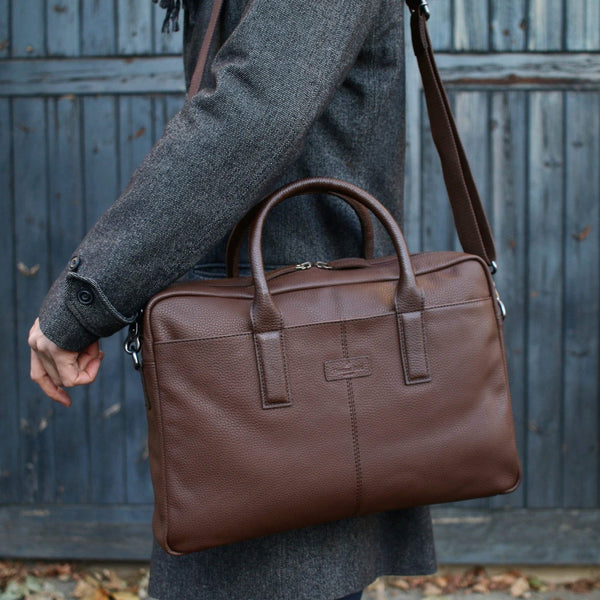 Leather Briefcase/Messenger Bag Brown