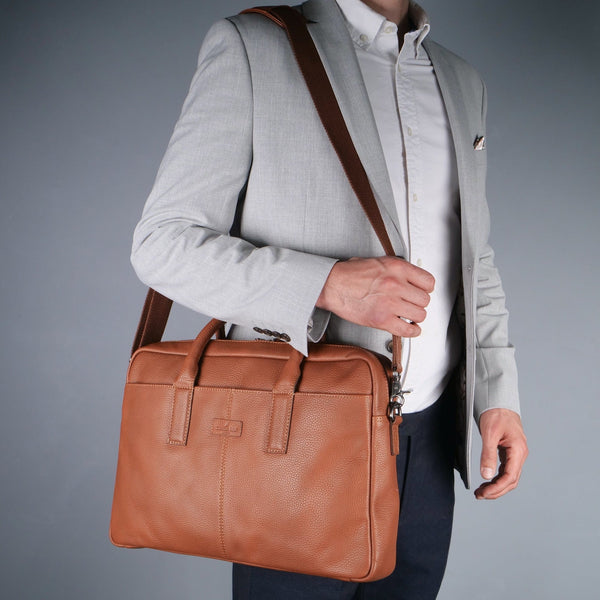 Leather Briefcase Bag Tan