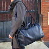 Leather Holdall/Weekend Bag Navy Blue
