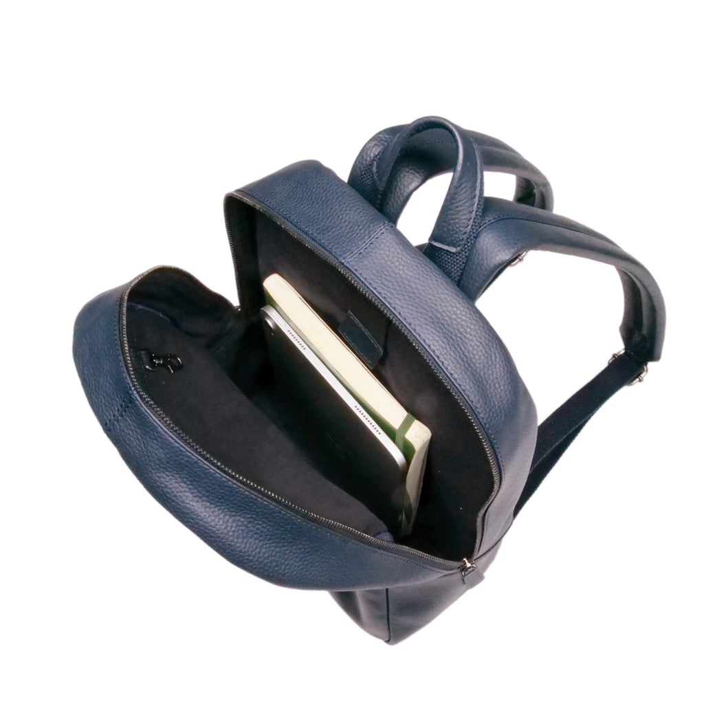 blue leather backpack made from leather scraps Leather Backpack Navy Blue