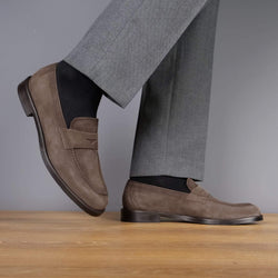 Monaco Penny Loafer Taupe Brown Suede