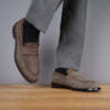 Monaco Penny Loafer Taupe Brown Suede
