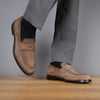 Monaco Penny Loafer Taupe Brown Suede