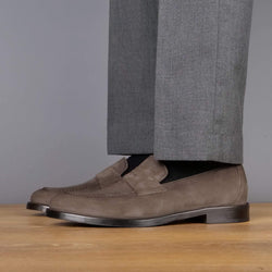 Monaco Penny Loafer Taupe Brown Suede
