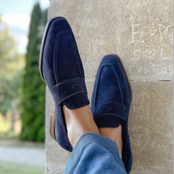 Hampton Penny Loafer Navy Blue Suede