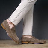 Hampton Penny Loafer Taupe Brown Suede
