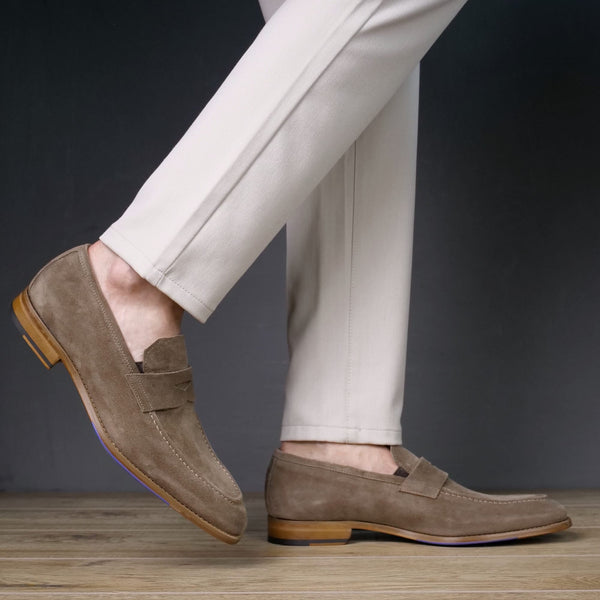 Hampton Penny Loafer Taupe Brown Suede