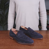 Hampton Penny Loafer Navy Blue Suede
