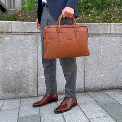 Leather Briefcase Bag Tan