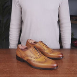 Cambridge Wingtip Oxford Brogue Almond Tan
