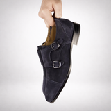 Bourne Monk Strap Navy Blue Suede