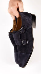 Bourne Monk Strap Navy Blue Suede