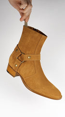 Vincent Harness Zip Boot Tan Suede
