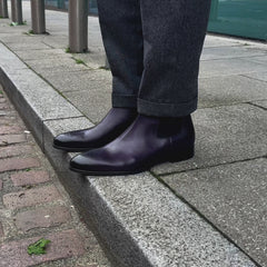 Stirling Brogue Chelsea Boot Aubergine