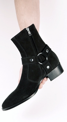 Vincent Harness Zip Boot Black Suede