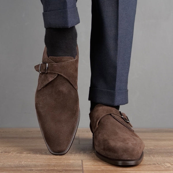 Brooklyn Single Monk Strap Brown Suede
