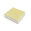 Square foam block with textured surface on a white background