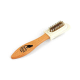 Wooden brush with bristle head on a white background