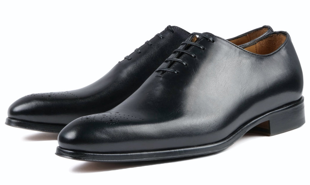 Wholecut Oxford Brogue Black Italian Dress Groom, US 9 Leather