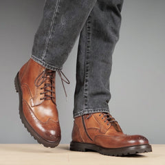 Montana Wingtip Brogue Boot Tan