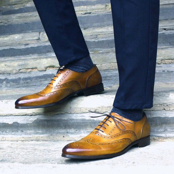 Cambridge Wingtip Oxford Brogue Almond Tan