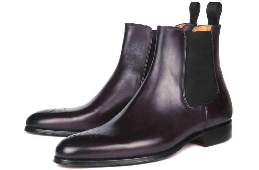 Stirling Brogue Chelsea Boot Aubergine