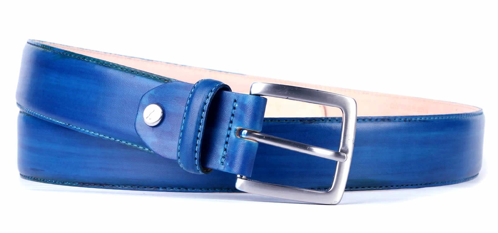 Blue leather outlet belt