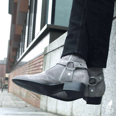 Vincent Harness Zip Boot Grey Suede