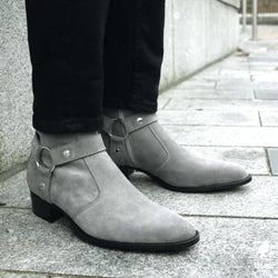 Vincent Harness Zip Boot Grey Suede