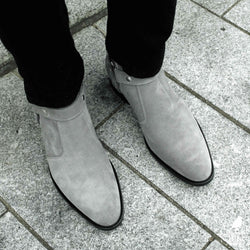 Vincent Harness Zip Boot Grey Suede
