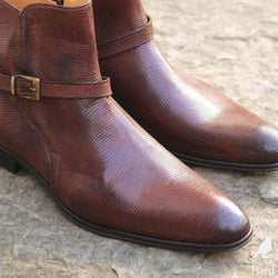 Jackson Jodhpur Zip Boot - Tan Snakeskin